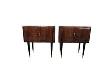 Comodini anni '60 | Comodini in mogano e vetro | Comodini vintage 1960