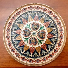 Antico Piatto Russo Smaltato e Ottone anni 70