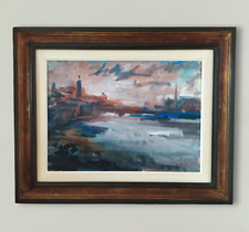 Angiolo Liverini Veduta di Venezia Canal Grande Dipinto Olio Moderno Italiano Originale