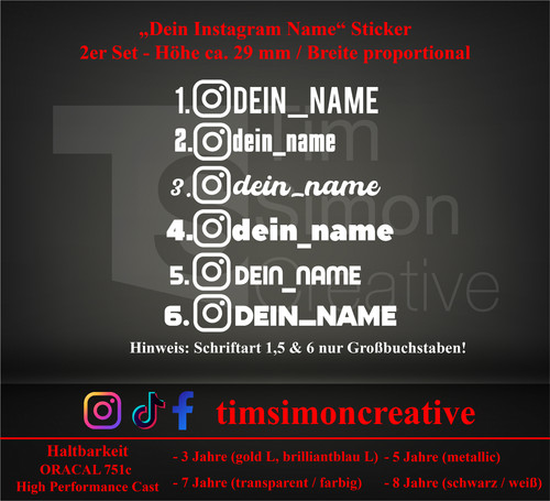 Set adesivi nome instagram - set,