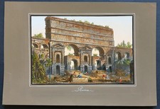 stampa antica acciaio 1850 circa roma porta maggiore veduta prenestina colori