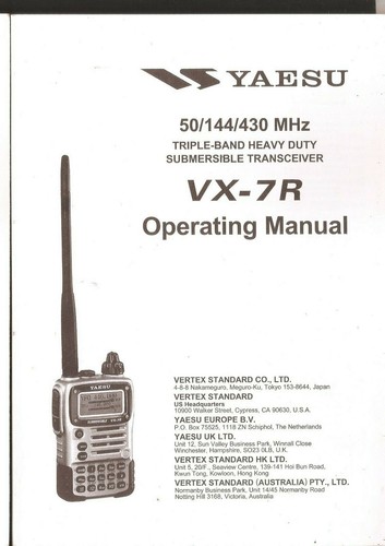 Yaesu instruction - vx-7r, &