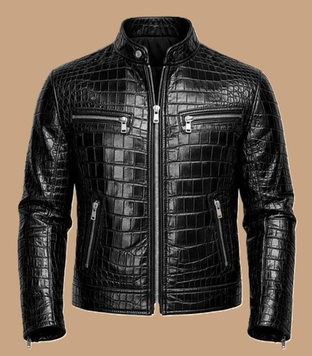 Giacca pelle biker - nera, uomo