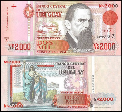 Uruguay 2000 nuevos pesos - 2000, 1989
