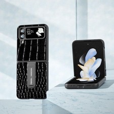 Custodia in vera pelle nera effetto coccodrillo con supporto per Samsung Galaxy