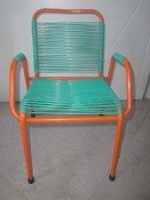 SEDIA DA BAR ARANCIONE / VERDE CORDATA da BAMBINO anni '60 VINTAGE MODERNARIATO