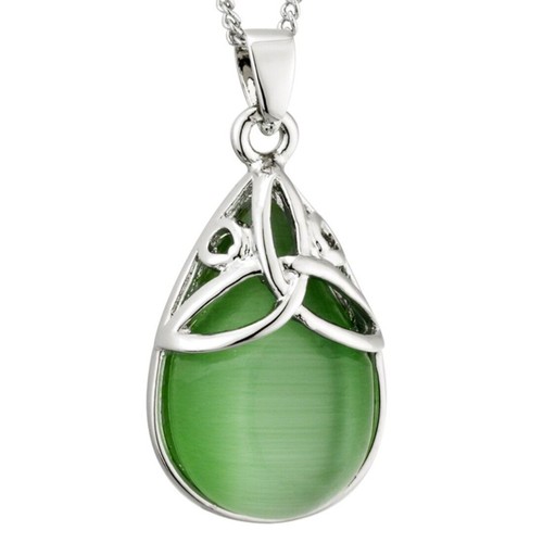 Rhodium plated green cat - plated,