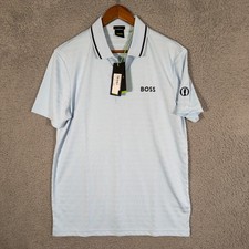 Polo uomo HUGO BOSS Pauletech blu chiaro slim fit NUOVA (grande)