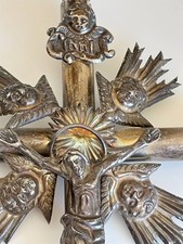 ANTIQUE, SILVER CRUCIFIX CROSS ANTICO CROCIFISSO ARGENTO MASSICCIO