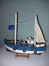 Veliero In Legno Modellismo Barche Navi Pescherecci Vintage Da Collezione 