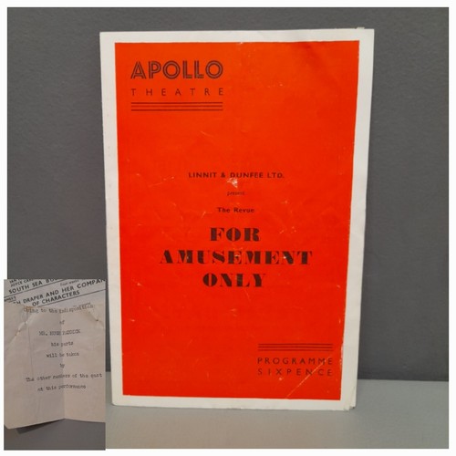 Apollo theatre programme 1950s - theatre,