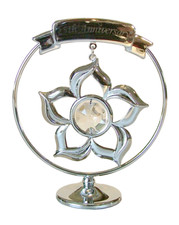 FIORE 25° ANNIVERSARIO ARGENTATO CRYSTOCRAFT BOMBONIERE OGNI RICORRENZA SPECIALE