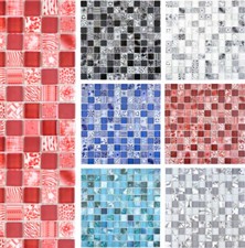 Mosaico Rivestimento Della Parete Cucina Specchio Piastrelle Bianco Nero Blu Rot