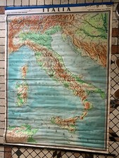 VINTAGE GRANDE 138x182 cm MAPPA CARTINA GEOGRAFICA ITALIA FISICA KARL WENSCHOW