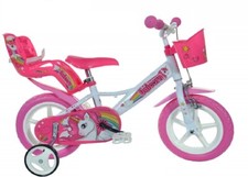 BICI 12 UNICORN ROSA E BIANCO PER BAMBINA DA 3 ANNI ED ALTEZZA DA 80 A 100 CM