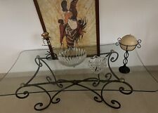 tavolino Vetro E Ferro Battuto