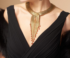 Girocollo Donna Egittizzante Corallo Dorata Oro Giallo Collana Antica Cleopatra