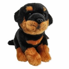 Peluche cucciolo Rottweiler seduto giocattolo morbido cane orsacchiotto di amici fedeli regalo 23 cmH
