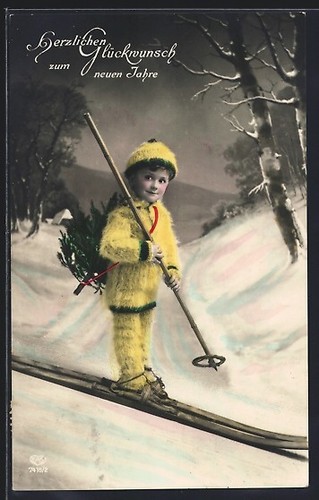 Cartolina piccolo sciatore - cartolina,