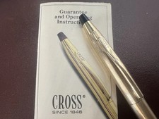 🔴 CROSS penna a sfera placcata oro 12 Kt incisione H.G. astuccio originale vint