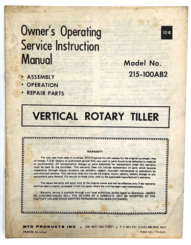 Motozappa verticale mtd - verticale,