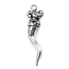 Corno con Elefante Ciondolo Portafortuna in Argento 