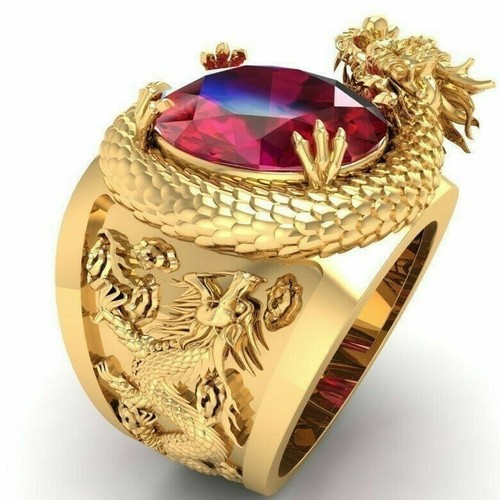 Anello drago riempito oro - drago,