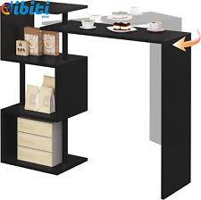 WOLTU Tavolo da Bar Alto con Mensole Bancone da Casa in Metallo e Legno Nero