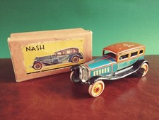 Raro giocattolo in latta anni '30 Kohno Kakuzo Japan Nash Tin Toy con scatola originale