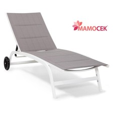 LETTINO alluminio bianco c/ruote imbottito idrorepellente grigio giardino mare