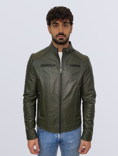 Giubbino pelle uomo verde - in,
