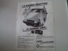 advertising Pubblicità 1986 ANTIFURTO GEMINI ELETTRONICA - BODIO LOMNAGO VARESE