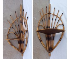 ETAGERE D'ANGLE EN ROTIN  -