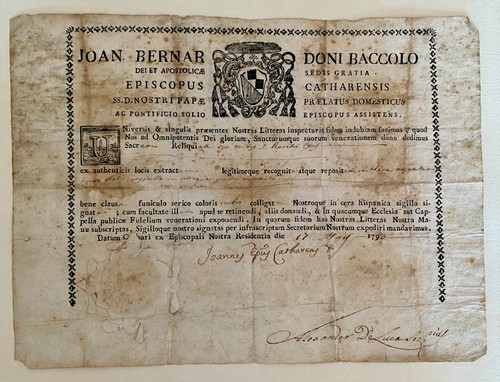 Autentica papale 1790 - autentica,