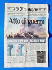 IL MESSAGGERO 12 SETTEMBRE 2001 ATTENTATO TORRI GEMELLE NEW YORK 9-11