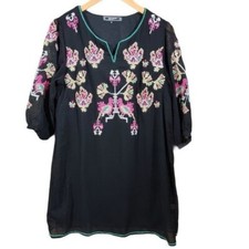 Abito Zashi punto croce uccellino e stampa floreale con maniche semi trasparente 3/4 taglia M