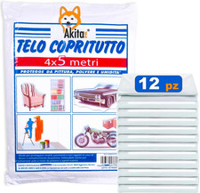 12 Telo Copritutto 4x5Mt Impermeabile Teli Protettivi Plastica per Pittura ecc..