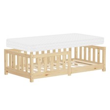 Letto a terra per bambini 140x70 cm naturale con materasso lettino montessori