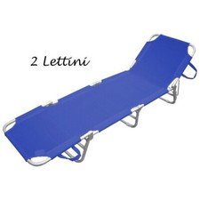 2 Lettini Prendisole Blu da Mare in Alluminio Brandina Pieghevole Spiaggia
