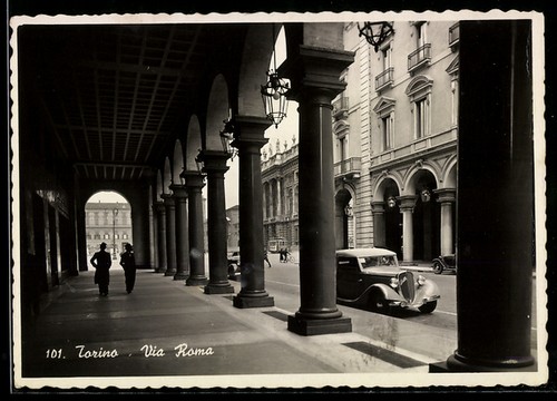 Cartolina torino via roma con - via,