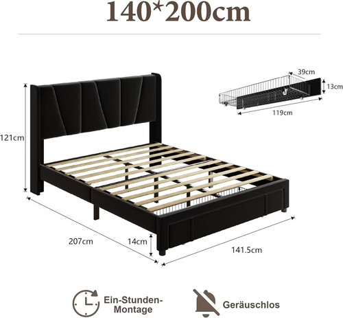 Letto con vano portaoggetti