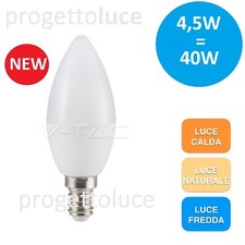 10 LAMPADINE LED E14 CANDELA 4,5W  V-TAC VT-1855  LAMPADINA LAMPADA OLIVA
