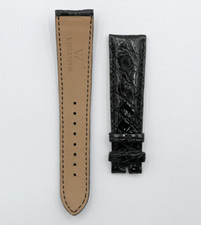 Wyler Vetta cinturino orologio watch strap pelle coccodrillo nero 22/18