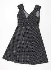 Pullover da donna nero a pois poliestere taglia 12 collo a V