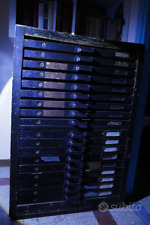 Banco legno Cassa Tipografica Francese cassetti caratteri mobili piombo narciso