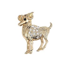 Spilla gioiello segno zodiacale ariete in acciaio dorato.