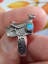 ANELLO ARGENTO  925 donna opale sella americana cavallo equitazione harpo