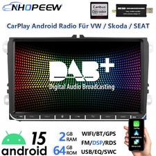 DAB+ 64G 9" Android Carplay Radio GPS Navigatore per VW Golf 5 6 Polo 6R Passat Tiguan