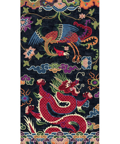 Tappeto vintage drago tibetano