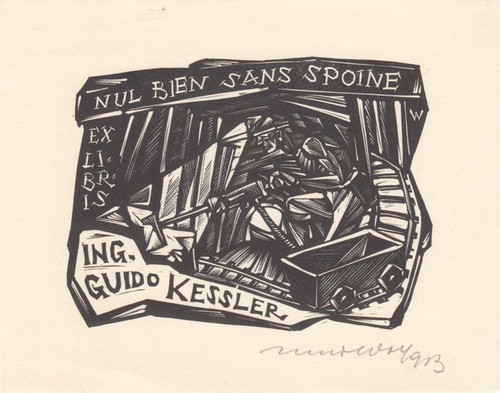 Exlibris bookplate holzschnitt - bookplate,